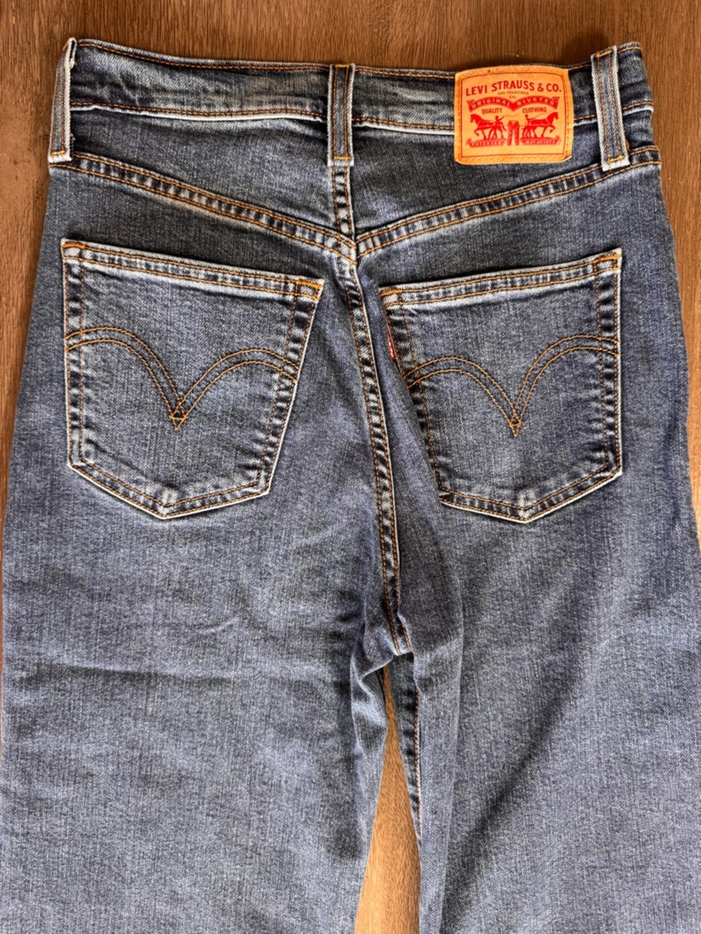 Levi’s Ribcage Bell Bellbottom Denim Jeans Dark Blue Flare 27 - Picture 5 of 13
